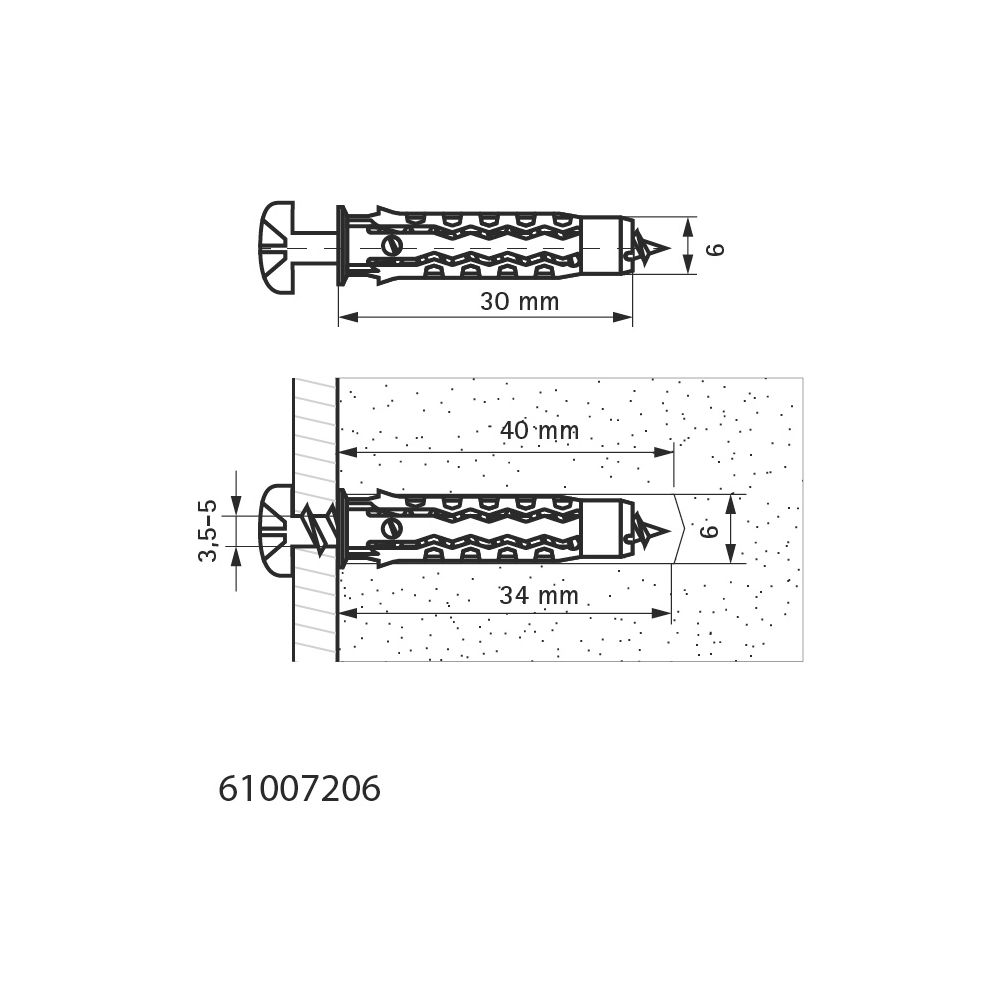 Walraven Universaldübel WUP PA6 6x30mm universeller Kunststoffdübel, Grün... WALRAVEN-61007206 8719942071390 (Abb. 4)