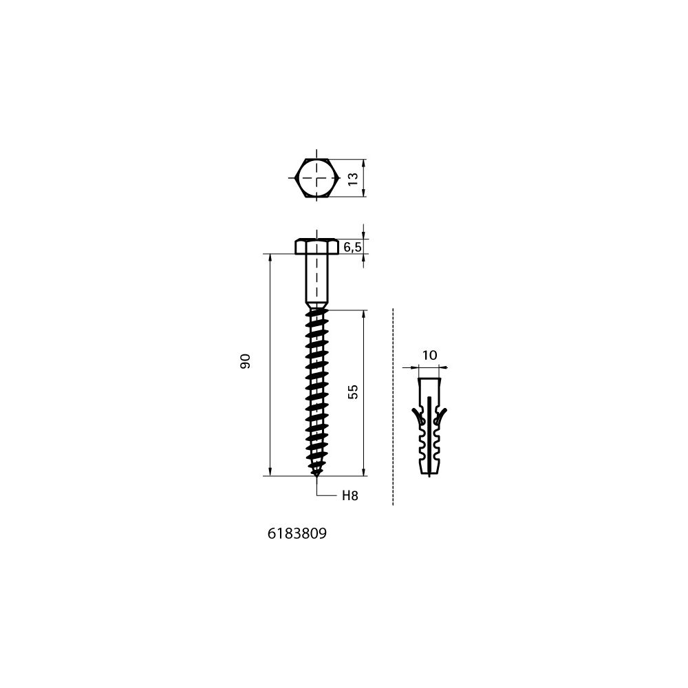 Walraven Sechskantholzschraube DIN 571, H8x90mm SW13, Stahl elektrolytisch verzinkt... WALRAVEN-6183809 8712993370481 (Abb. 4)