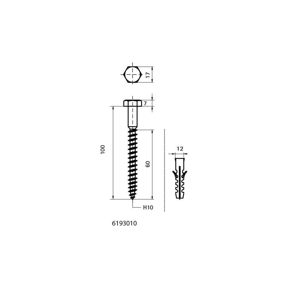 Walraven Sechskantholzschraube DIN 571, H10x100mm SW13, Stahl elektrolytisch verzinkt... WALRAVEN-6193010 8712993370597 (Abb. 4)