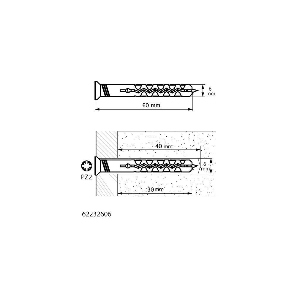 Walraven Einschlagdübel-Set WNP PA6 und elektrolytisch verzinkt 6x60mm... WALRAVEN-62232606 8719942071505 (Abb. 4)