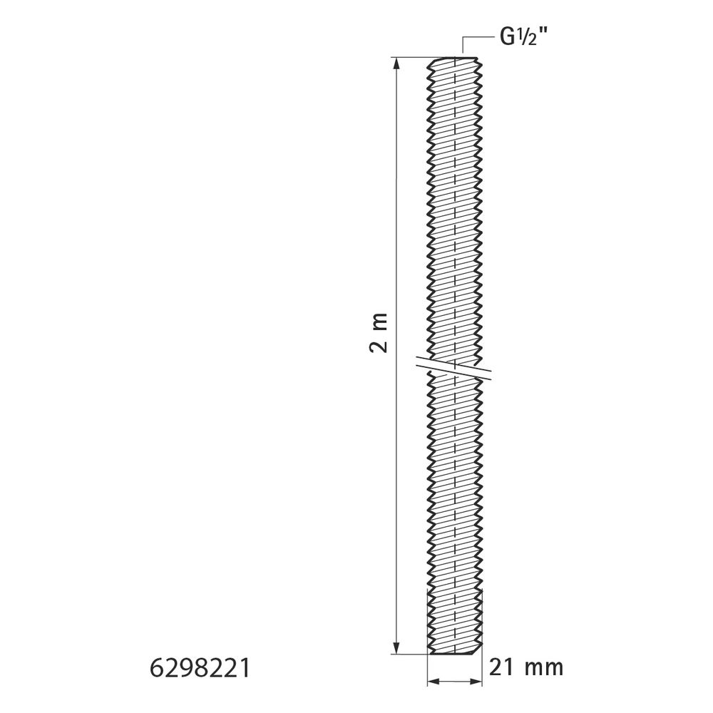 Walraven Gewinderohr EN 10255 BUP1000, Länge 2m Gewinde 1/2", Stahl... WALRAVEN-6298221 8719942012263 (Abb. 4)