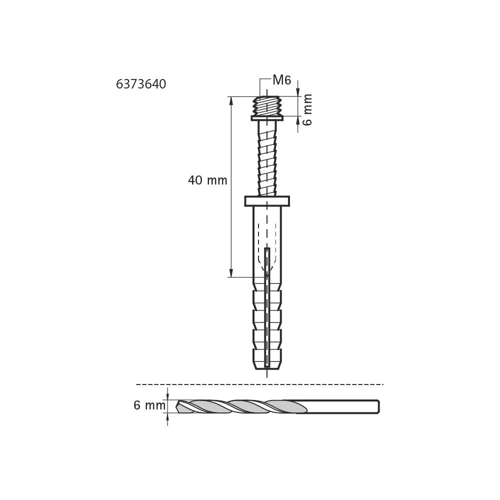 Walraven Schlagdübel mit Gewinde M6x40mm, inkl. vormontiertem Dübel, Polyamid, elektr... WALRAVEN-6373640 8712993283033 (Abb. 4)