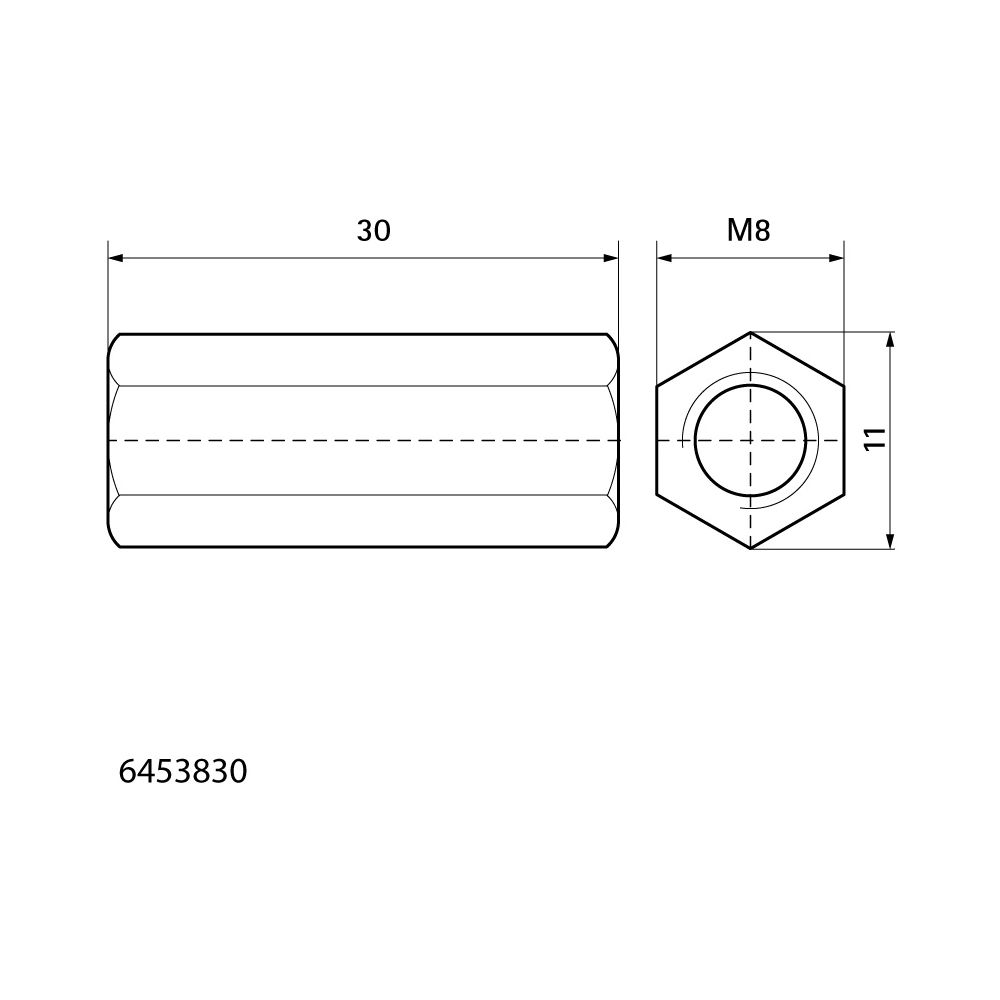 Walraven Gewindemuffe M8x30mm, Stahl elektrolytisch verzinkt, 6453830... WALRAVEN-6453830 8712993003204 (Abb. 6)