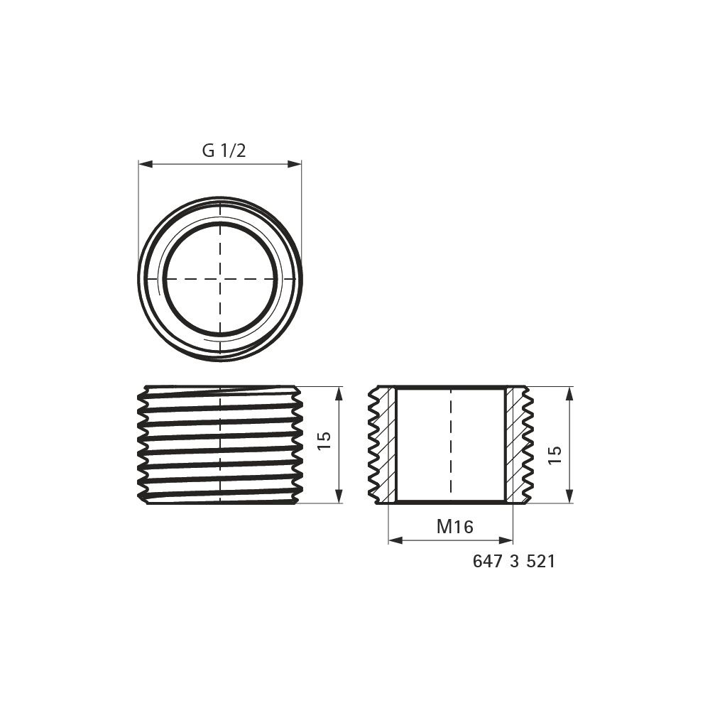 Walraven Reduzierstück AG/IG, Außengewinde 1/2" auf Innengewinde M16, Reduzierzylinde... WALRAVEN-6473521 8712993283163 (Abb. 4)