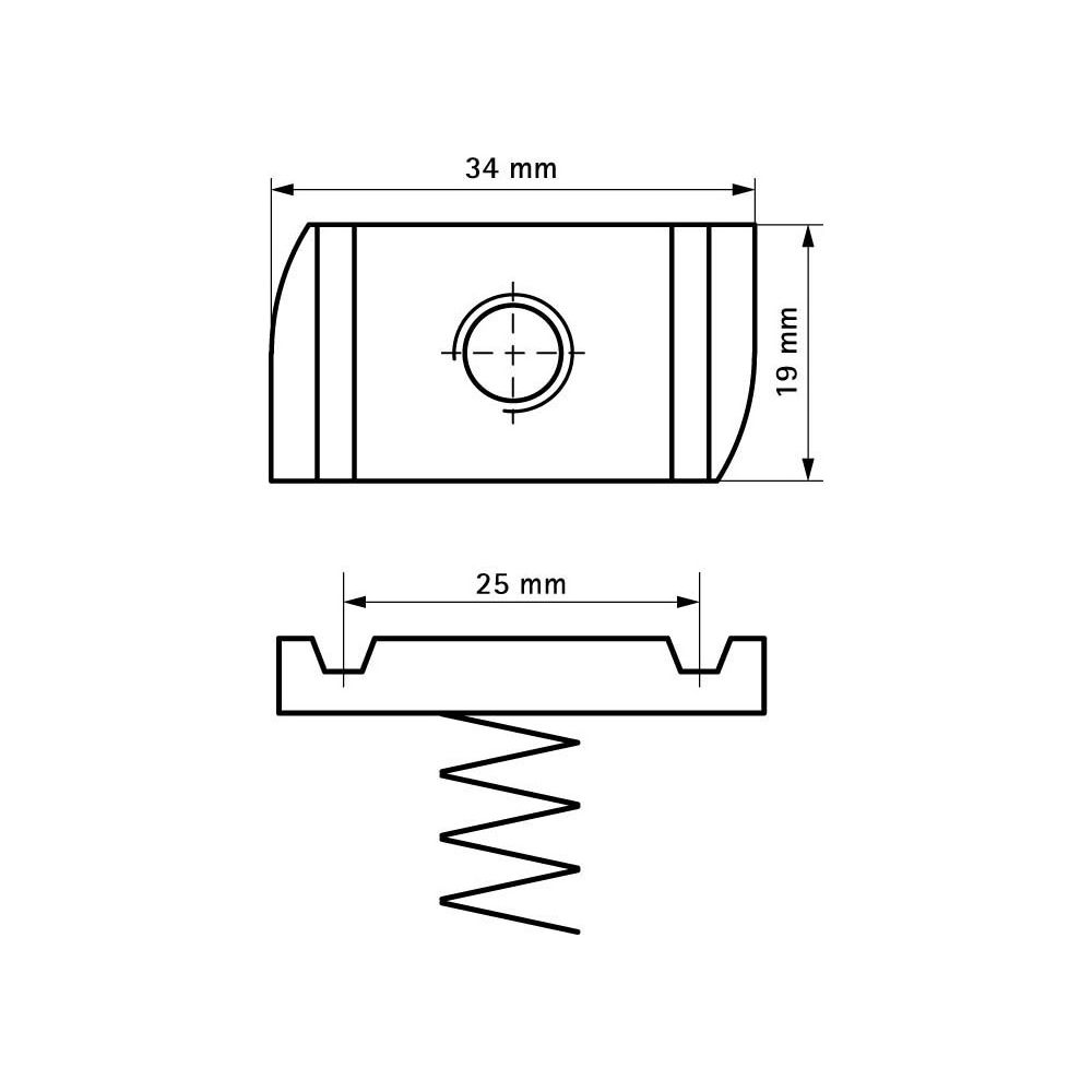 Walraven Strut Schiebemutter M10, 19x34x21mm mit Feder 13mm, feuerverzinkt, 6518110... WALRAVEN-6518110 8712993542451 (Abb. 4)