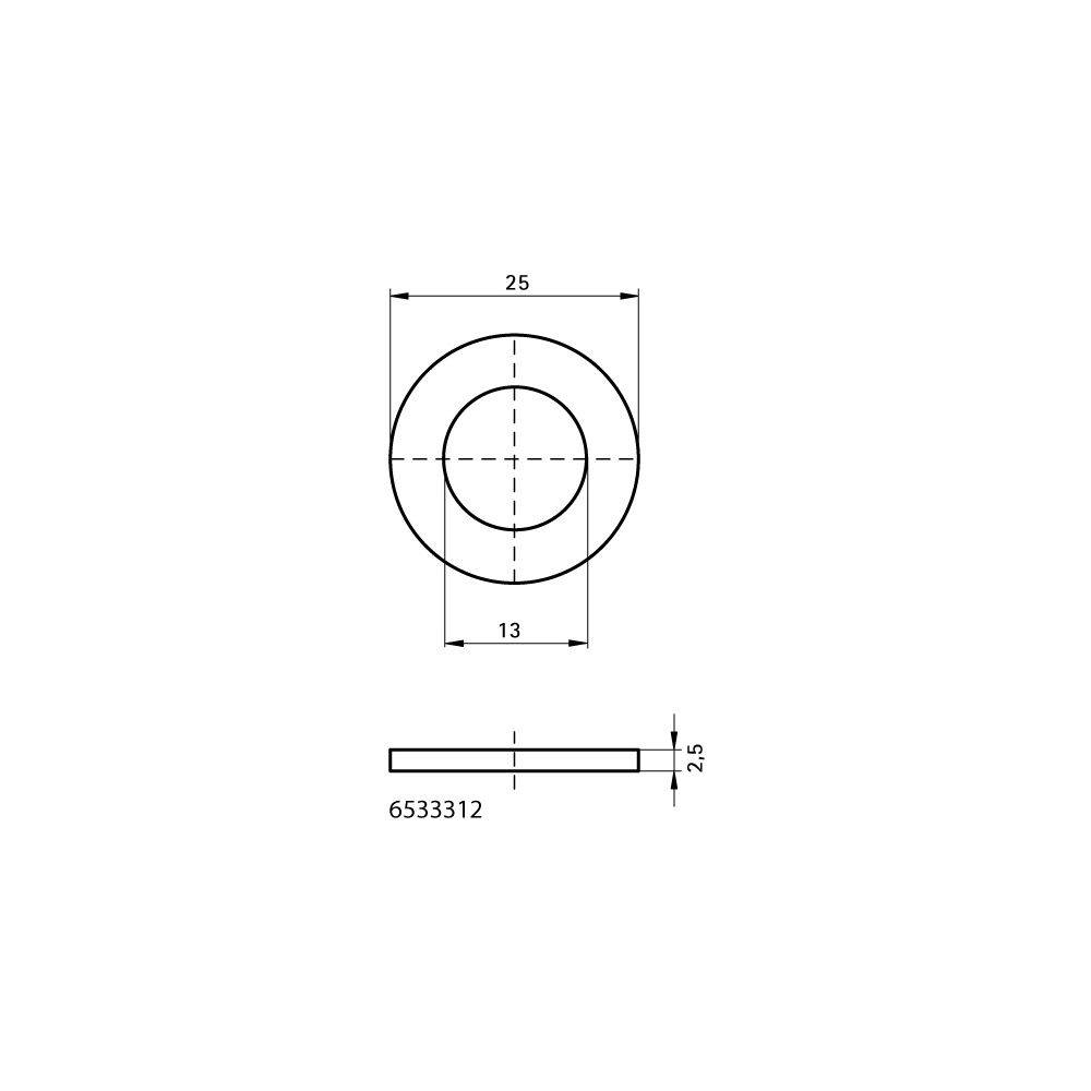 Walraven Unterlegscheibe flach, 13x25x2,5mm MLAR, für 38x40mm, elektrolytisch verzink... WALRAVEN-6533312 8712993070329 (Abb. 4)
