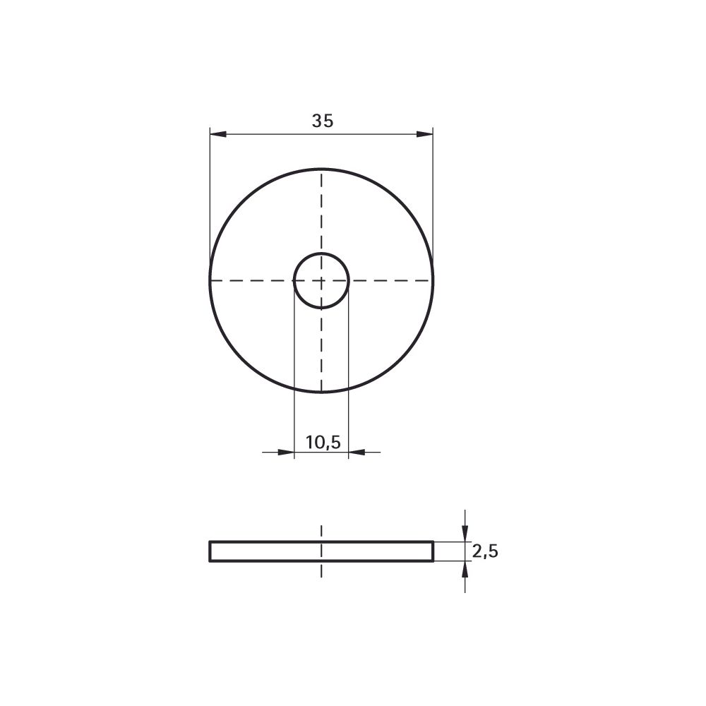 Walraven Unterlegscheibe flach, 10,5x35x2,5mm MLAR, für 50x40mm, elektrolytisch verzi... WALRAVEN-6533410 8712993294206 (Abb. 4)