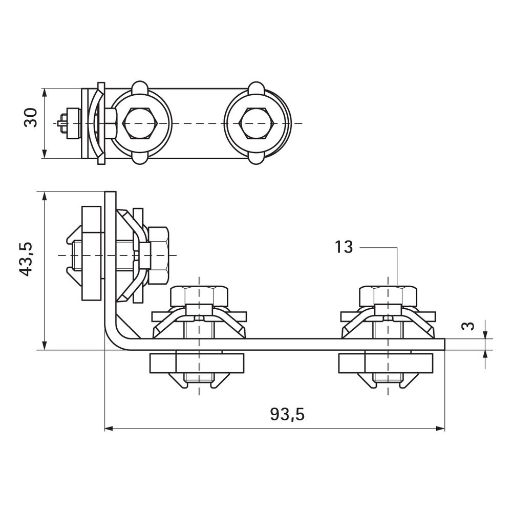 Walraven RapidRail Verbinder lang/kurz 90 Grad, mit 3 Schiebemuttern vormontiert, ele... WALRAVEN-6584002 8712993314218 (Abb. 6)