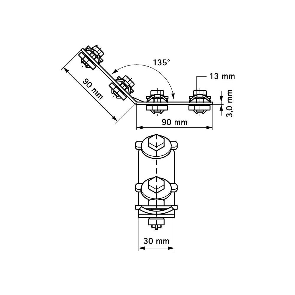 Walraven RapidRail Verbinder lang/lang 135 Grad, mit 4 Schiebemuttern vormontiert, el... WALRAVEN-6584051 8712993314249 (Abb. 6)
