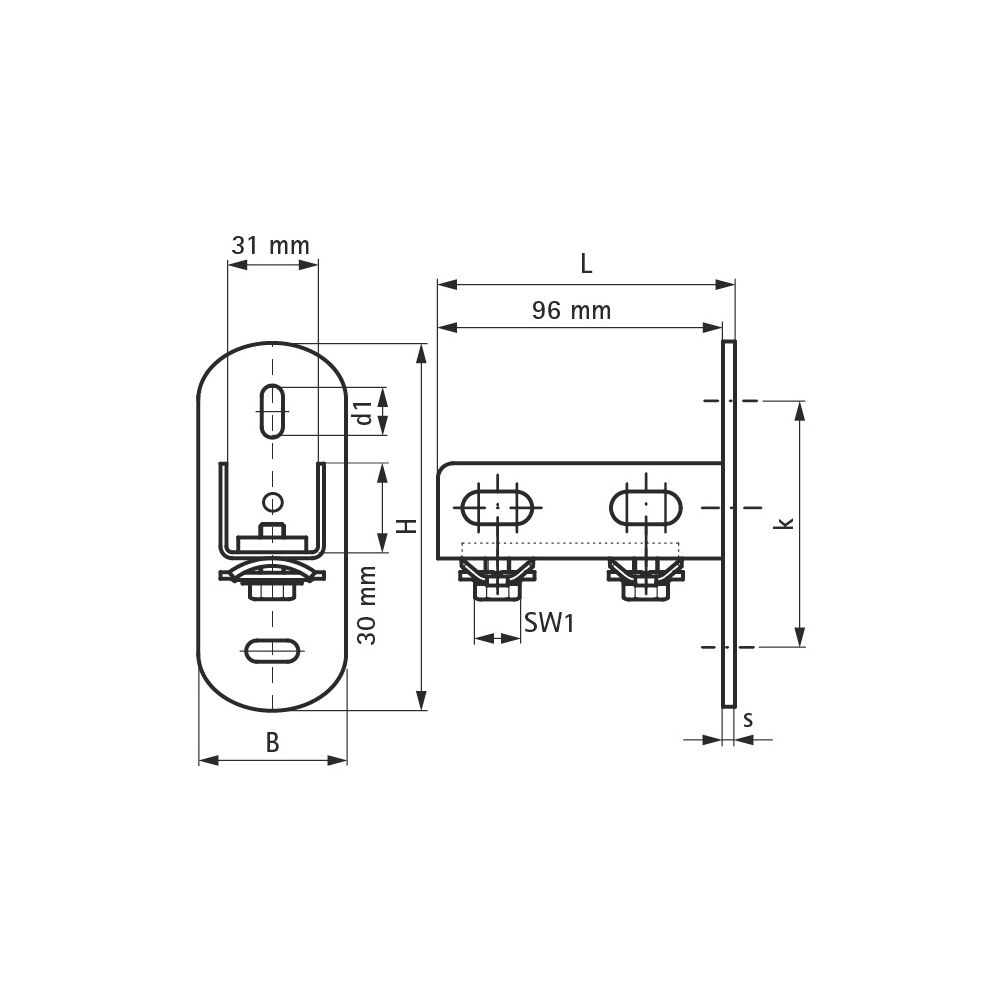 Walraven RapidRail Schienenfuß für Wand, Decken oder Boden, für Schiene 30x15/20/30mm... WALRAVEN-6617210 8719942022651 (Abb. 4)