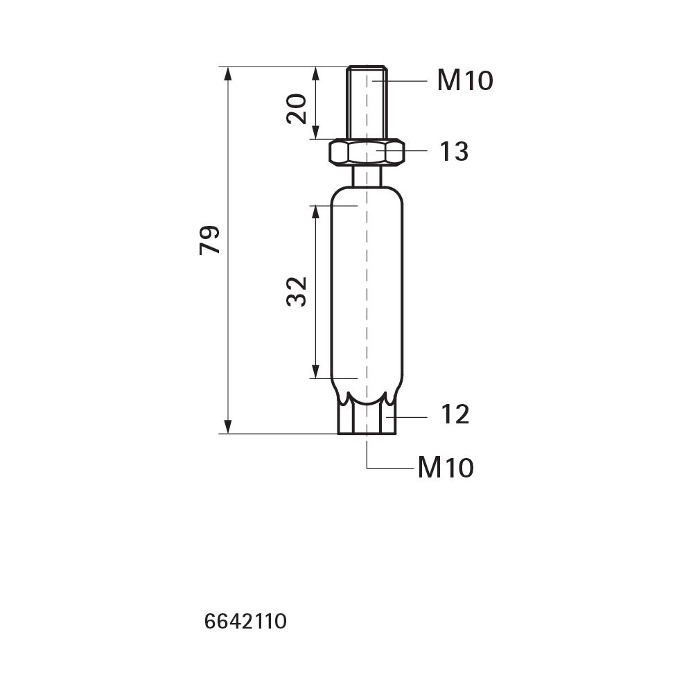 Walraven Kugelgelenk, Länge 74mm M10x15mm einfache Höhenverstellung, Kontrollloch, el... WALRAVEN-6642110 8712993284863 (Abb. 4)