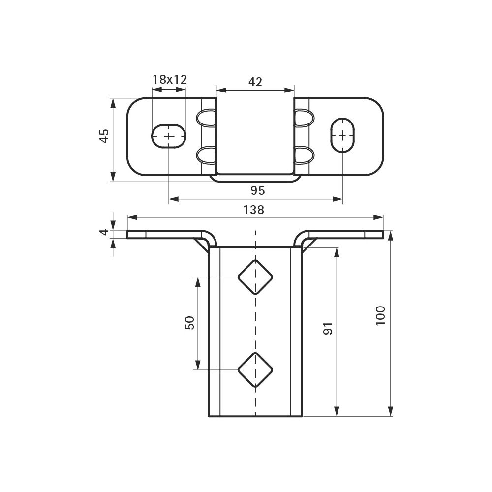 Walraven Strut Schienenfuß T-Form, 138x45x100mm, Edelstahl 1.4401... WALRAVEN-66587361 8719942029087 (Abb. 4)