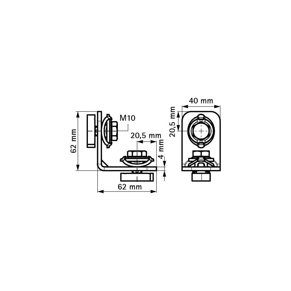 Walraven RapidStrut Schienenverbinder G2, 90 Grad 62x 62mm kurz/kurz 2 Schiebemutte... WALRAVEN-665885202 8712993976331 (Abb. 4)