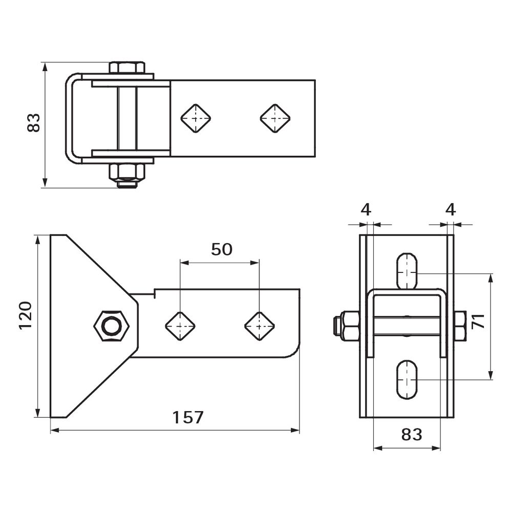 Walraven Strut Gelenkhalter BUP, Grundplatte mit gelenkigem U-Profil, Stahl... WALRAVEN-66588814 8712993967124 (Abb. 4)