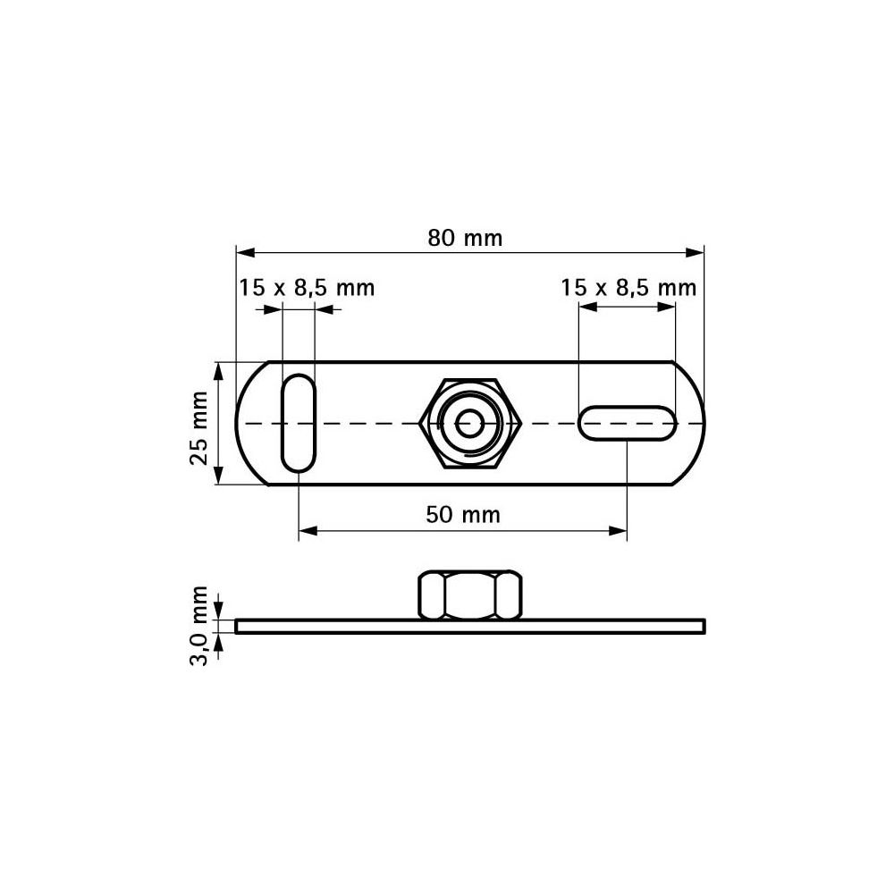 Walraven Grundplatte 670, Innengewinde M8 Länge 80mm 4-fach angeschweißte Mutter, ele... WALRAVEN-6703008 8712993003235 (Abb. 6)