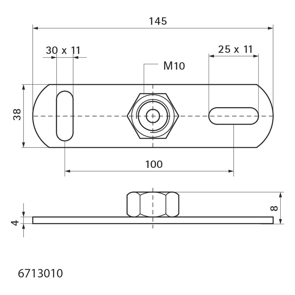 Walraven Grundplatte widerstandsgeschweißt, Innengewinde M10 Länge 145mm 4-fach, elek... WALRAVEN-6713010 8712993006724 (Abb. 4)