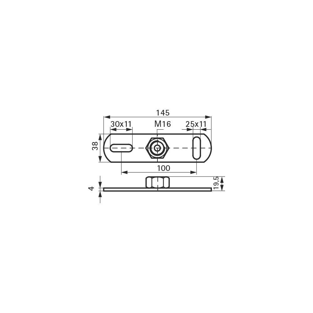 Walraven Grundplatte CO2-geschweißt, Innengewinde M16 Länge 145mm, elektrolytisch ver... WALRAVEN-6719016 8712993285105 (Abb. 4)