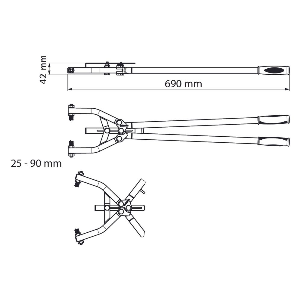 Walraven Trapezlochzange, Spannweite 25-90mm inkl. Stanznippel Durchmesser 10,5mm, bi... WALRAVEN-6920012 8712993322022 (Abb. 4)