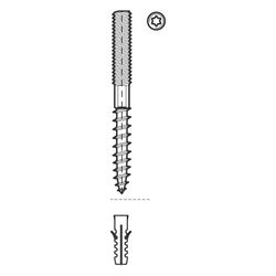 Walraven Stockschraube BUP, M10x200mm mit Sechskant SW8 und Sechsrund T25... WALRAVEN-62681020 8712993857265 (Abb. 1)