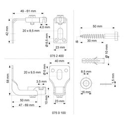 Walraven Heizkörperbefestigungssatz, mit 2x Konsolen 2x Wandhalter 1x Befestigungssat... WALRAVEN-0751001 8712993266159 (Abb. 1)