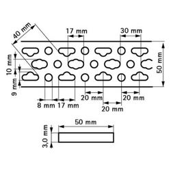 Walraven Bismat Schiene 2000x50x3mm, zur Befestigung von Sanitärarmaturen, Stahl elek... WALRAVEN-0835503 8712993211326 (Abb. 1)