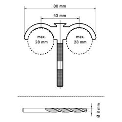 Walraven Dübelhaken doppelt 80x8mm, Breite 115mm für Rohrdurchmesser bis 28mm, PA, Gr... WALRAVEN-0852280 8712993063376 (Abb. 1)