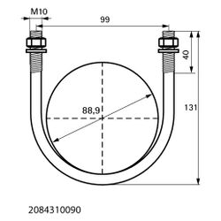 Walraven Rundstahlbügel, Durchmesser 88,9mm 3" Gewinde M10, inkl. 2x Muttern und U... WALRAVEN-2084310090 8712993624621 (Abb. 1)