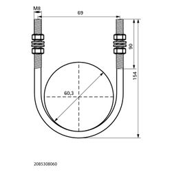 Walraven Rundstahlbügel lang, Durchmesser 60,3mm 2" Gewinde M8, inkl. 4x Muttern u... WALRAVEN-2085308060 8712993622511 (Abb. 1)
