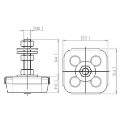 Walraven VibraTek Maschinenfuß MR-L 1000, nivellierbar Gewinde M8, 53x53x63mm... WALRAVEN-2800101000 8719942045070 (Abb. 1)