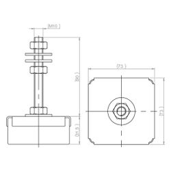 Walraven VibraTek Maschinenfuß MR-L 3000, nivellierbar Gewinde M10, 73x73x121,5mm... WALRAVEN-2800103000 8719942045094 (Abb. 1)