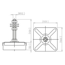 Walraven VibraTek Maschinenfuß MR-L 5000, nivellierbar Gewinde M12, 103x103x132mm... WALRAVEN-2800105000 8719942045124 (Abb. 1)