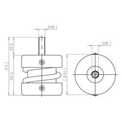 Walraven VibraTek Stahlfederstütze MS-M Mini, Gewinde M8 max. 1000N, 51x73mm... WALRAVEN-2800201000 8719942045308 (Abb. 1)