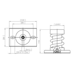 Walraven VibraTek Stahlfederdämpfer MS-1X, Gewinde M12 max. 1500N, 86x128x116mm... WALRAVEN-2800401500 8719942045551 (Abb. 1)