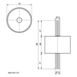 Walraven VibraTek Schwingungsdämpfer SB-MM max. 1170N, M10 2x Außengewinde 50x96mm... WALRAVEN-2801401170 8719942046855 (Abb. 1)