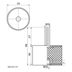 Walraven VibraTek Schwingungsdämpfer SB-MF max. 1170N, M10 Innen- und Außengewinde... WALRAVEN-2801501170 8719942047043 (Abb. 1)
