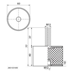 Walraven VibraTek Schwingungsdämpfer SB-MF max. 1690N, M12 Innen- und Außengewinde... WALRAVEN-2801501690 8719942047111 (Abb. 1)