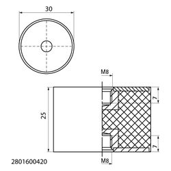 Walraven VibraTek Schwingungsdämpfer SB-FF max. 420N, M8 2x Innengewinde 30x25mm... WALRAVEN-2801600420 8719942047203 (Abb. 1)
