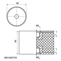 Walraven VibraTek Schwingungsdämpfer SB-FF max. 750N, M8 2x Innengewinde 40x40mm... WALRAVEN-2801600750 8719942047234 (Abb. 1)