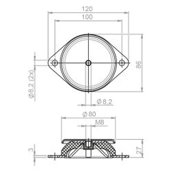Walraven VibraTek Gummi-Metall-Dämpfer MR-B, Innengewinde M8 Maximallast 750N... WALRAVEN-2801800750 8719942047531 (Abb. 1)