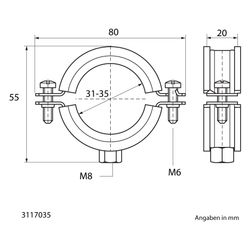 Walraven Bifix Rohrschelle 1301, 31-35mm M8, Zweischraubenschelle mit EPDM-Einlage, E... WALRAVEN-3117035 8712993269662 (Abb. 1)