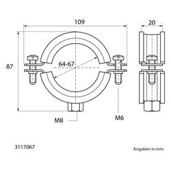 Walraven Bifix Rohrschelle 1301, 64-67mm M8, Zweischraubenschelle mit EPDM-Einlage, E... WALRAVEN-3117067 8712993293438 (Abb. 1)