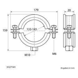 Walraven Bifix Rohrschelle 1301, 133-141mm M10, Zweischraubenschelle mit EPDM-Einlage... WALRAVEN-3127141 8712993269945 (Abb. 1)