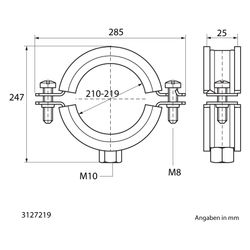 Walraven Bifix Rohrschelle 1301, 210-219mm M10, Zweischraubenschelle mit EPDM-Einlage... WALRAVEN-3127219 8712993269969 (Abb. 1)