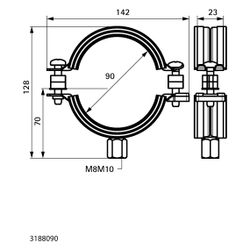 Walraven Bifix Rohrschelle 5000 G2, 90mm M8/M10 BUP1000 Fest- und Gleitschelle, EPDM,... WALRAVEN-3188090 8712993115860 (Abb. 1)