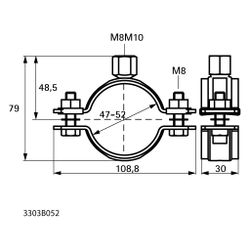 Walraven Schwerlastschelle HD500 M8/M10, 47-52mm Zweischraubenschelle, Schwarz... WALRAVEN-3303B052 8719942066495 (Abb. 1)