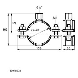 Walraven Schwerlastschelle HD500 1/2", BUP 72-78mm Zweischraubenschelle... WALRAVEN-33078078 8712993966493 (Abb. 1)