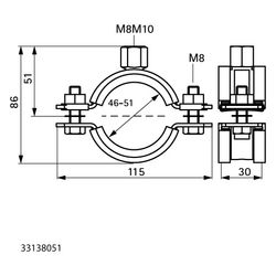 Walraven Schwerlastschelle HD1501 M8/M10, BUP 46-51mm Zweischrauben-Rohrschelle, EPD... WALRAVEN-33138051 8712993966585 (Abb. 1)