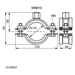 Walraven Schwerlastschelle HD1501 M8/M10, BUP 53-59mm Zweischrauben-Rohrschelle, EPD... WALRAVEN-33138059 8712993966592 (Abb. 1)