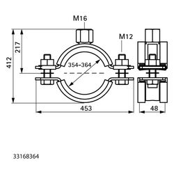 Walraven Schwerlastschelle HD1501 M16, BUP 354-364mm Zweischraubenschelle, EPDM... WALRAVEN-33168364 8712993966783 (Abb. 1)