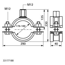 Walraven Schwerlastschelle HD1501 M12, 178-188mm Zweischraubenschelle, Edelstahl, EP... WALRAVEN-33177188 8719942043519 (Abb. 1)